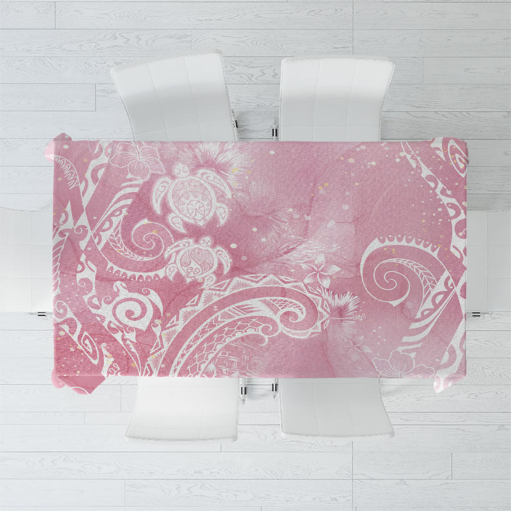 Aloha Hawaii Turtles Floral Tablecloth Pink Marbles Glaze