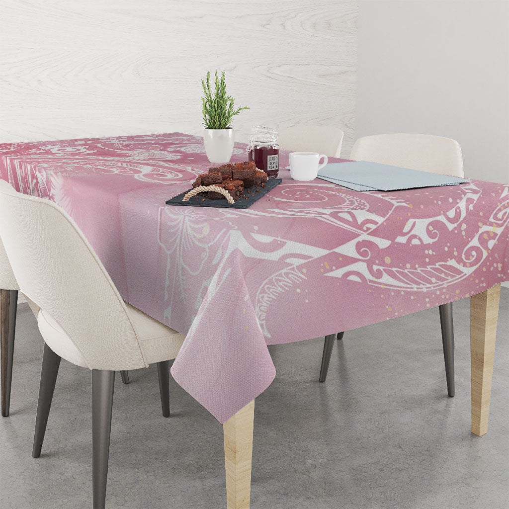 Aloha Hawaii Turtles Floral Tablecloth Pink Marbles Glaze