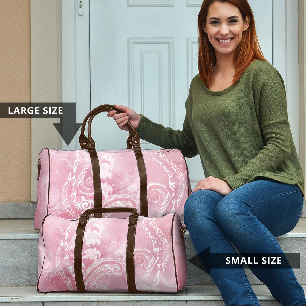 Aloha Hawaii Turtles Floral Travel Bag Pink Marbles Glaze