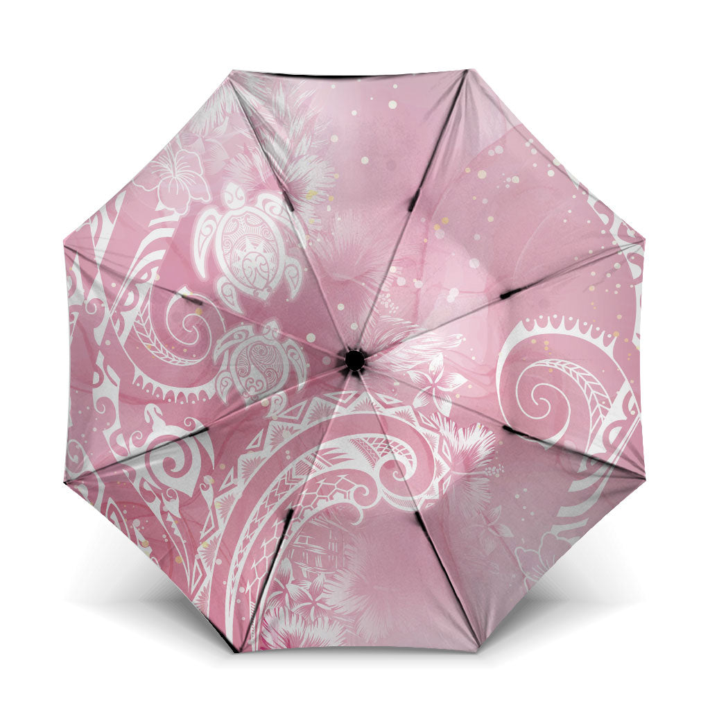 Aloha Hawaii Turtles Floral Umbrella Pink Marbles Glaze
