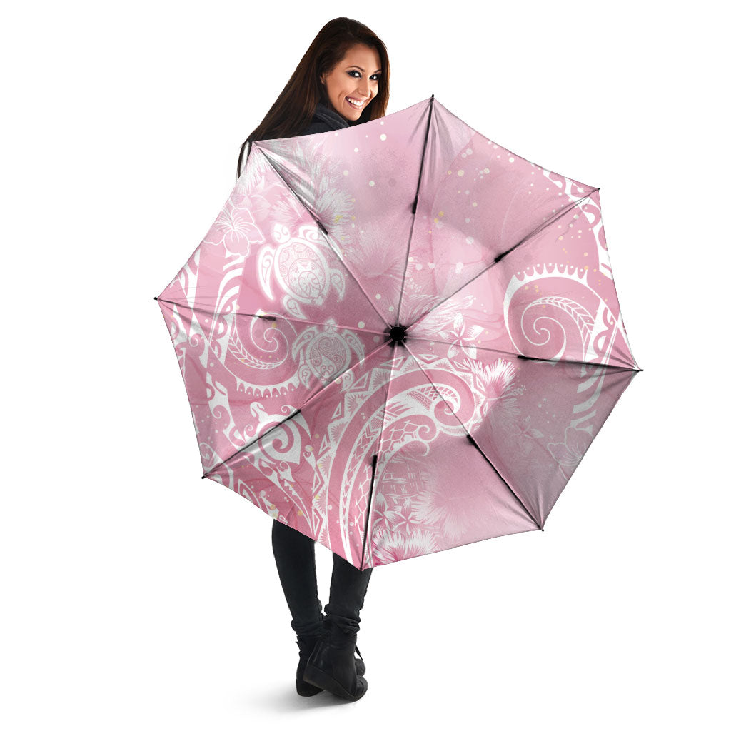 Aloha Hawaii Turtles Floral Umbrella Pink Marbles Glaze