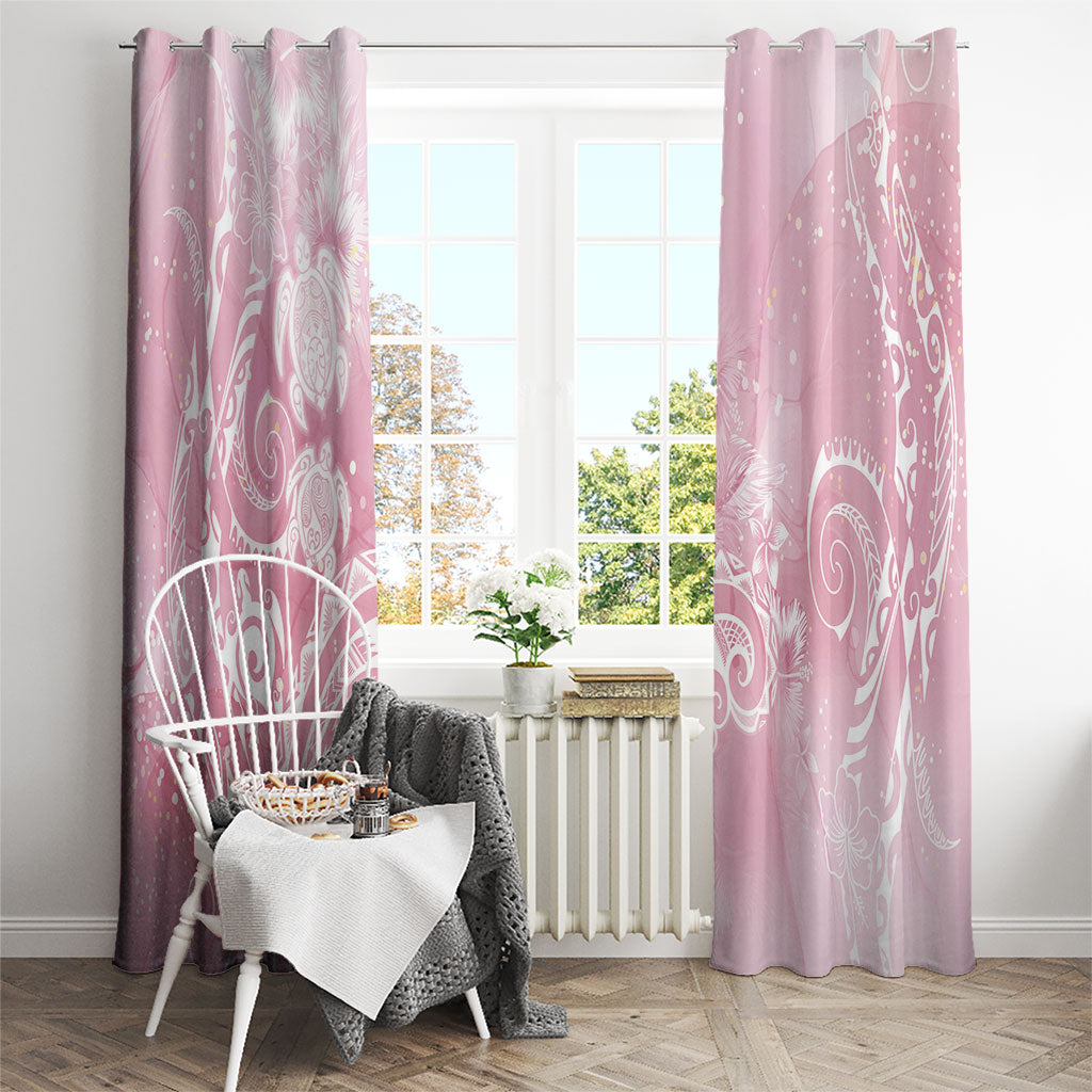 Aloha Hawaii Turtles Floral Window Curtain Pink Marbles Glaze