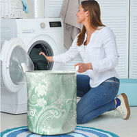 Aloha Hawaii Turtles Floral Laundry Basket Seafoam Marbles Glaze
