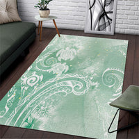 Aloha Hawaii Turtles Floral Area Rug Seafoam Marbles Glaze