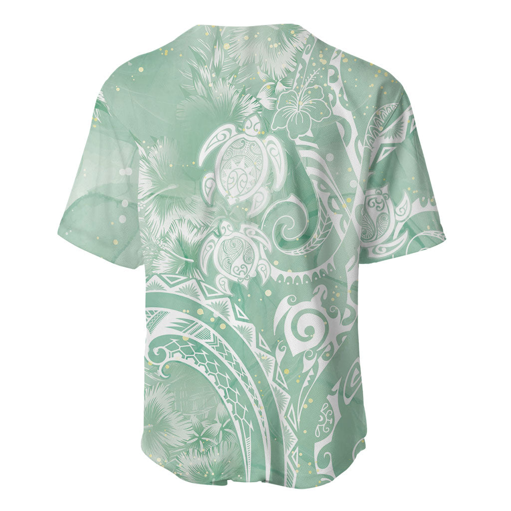 Aloha Hawaii Turtles Floral Baseball Jersey Seafoam Marbles Glaze