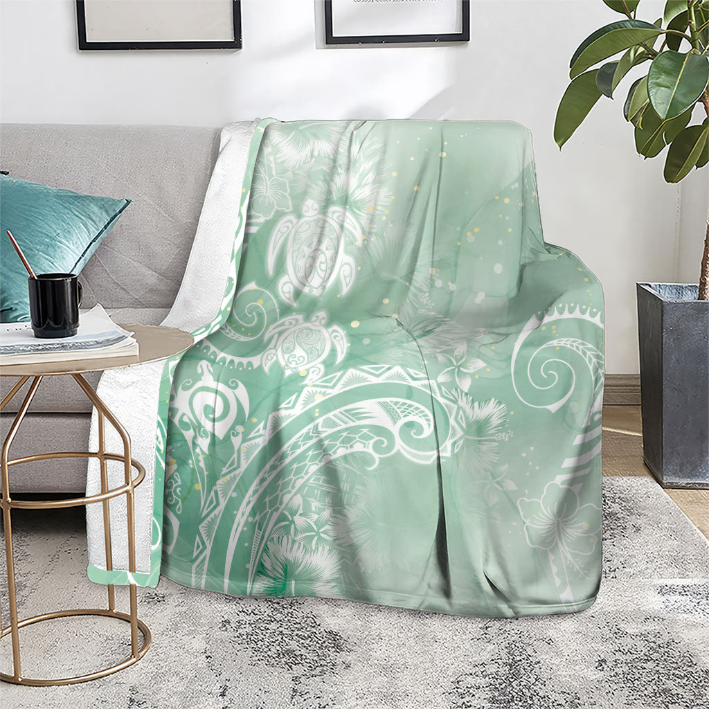 Aloha Hawaii Turtles Floral Blanket Seafoam Marbles Glaze