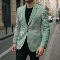 Aloha Hawaii Turtles Floral Blazer Seafoam Marbles Glaze