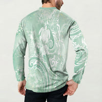 Aloha Hawaii Turtles Floral Button Sweatshirt Seafoam Marbles Glaze