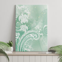 Aloha Hawaii Turtles Floral Canvas Wall Art Seafoam Marbles Glaze