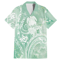 Aloha Hawaii Turtles Floral Family Matching Mermaid Dress and Hawaiian Shirt Seafoam Marbles Glaze