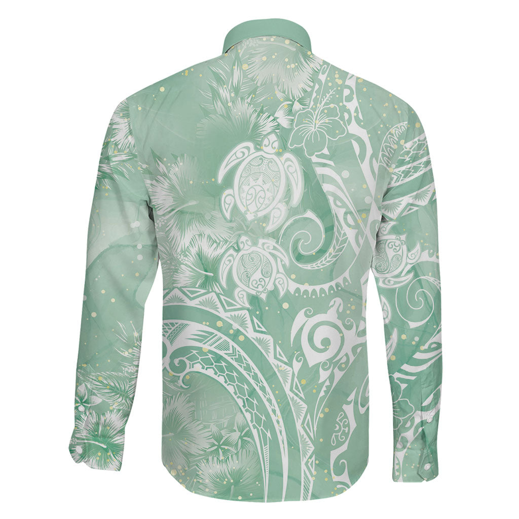 Aloha Hawaii Turtles Floral Family Matching Summer Maxi Dress and Hawaiian Shirt Seafoam Marbles Glaze
