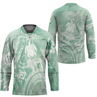 Aloha Hawaii Turtles Floral Hockey Jersey Seafoam Marbles Glaze