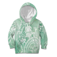 Aloha Hawaii Turtles Floral Kid Hoodie Seafoam Marbles Glaze