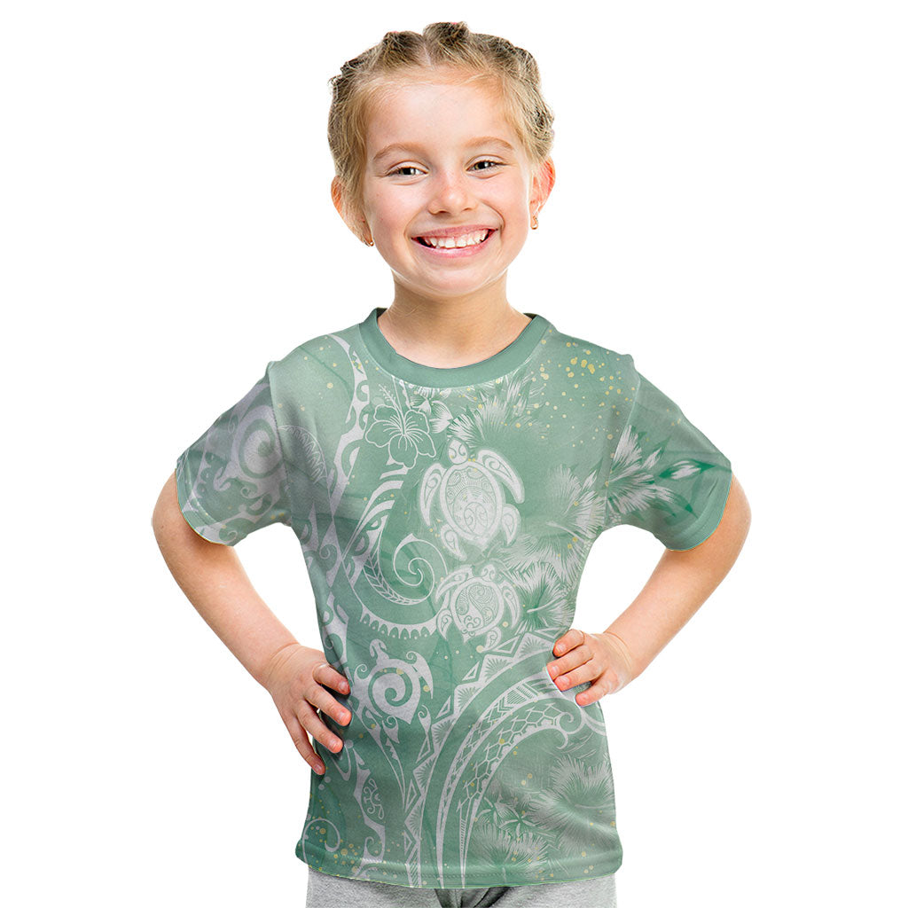 Aloha Hawaii Turtles Floral Kid T Shirt Seafoam Marbles Glaze