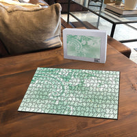 Aloha Hawaii Turtles Floral Puzzle Seafoam Marbles Glaze