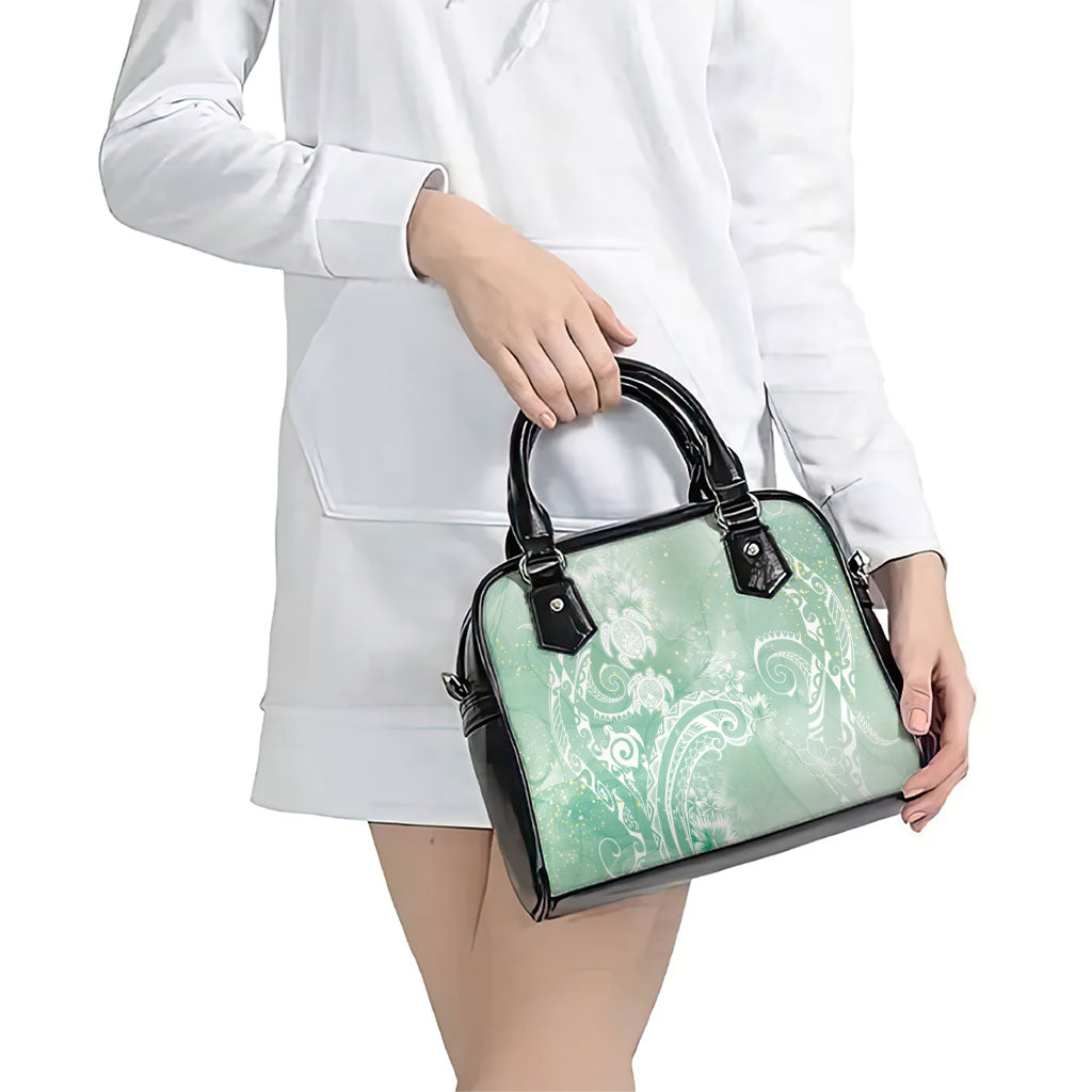 Aloha Hawaii Turtles Floral Shoulder Handbag Seafoam Marbles Glaze