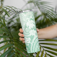 Aloha Hawaii Turtles Floral Skinny Tumbler Seafoam Marbles Glaze