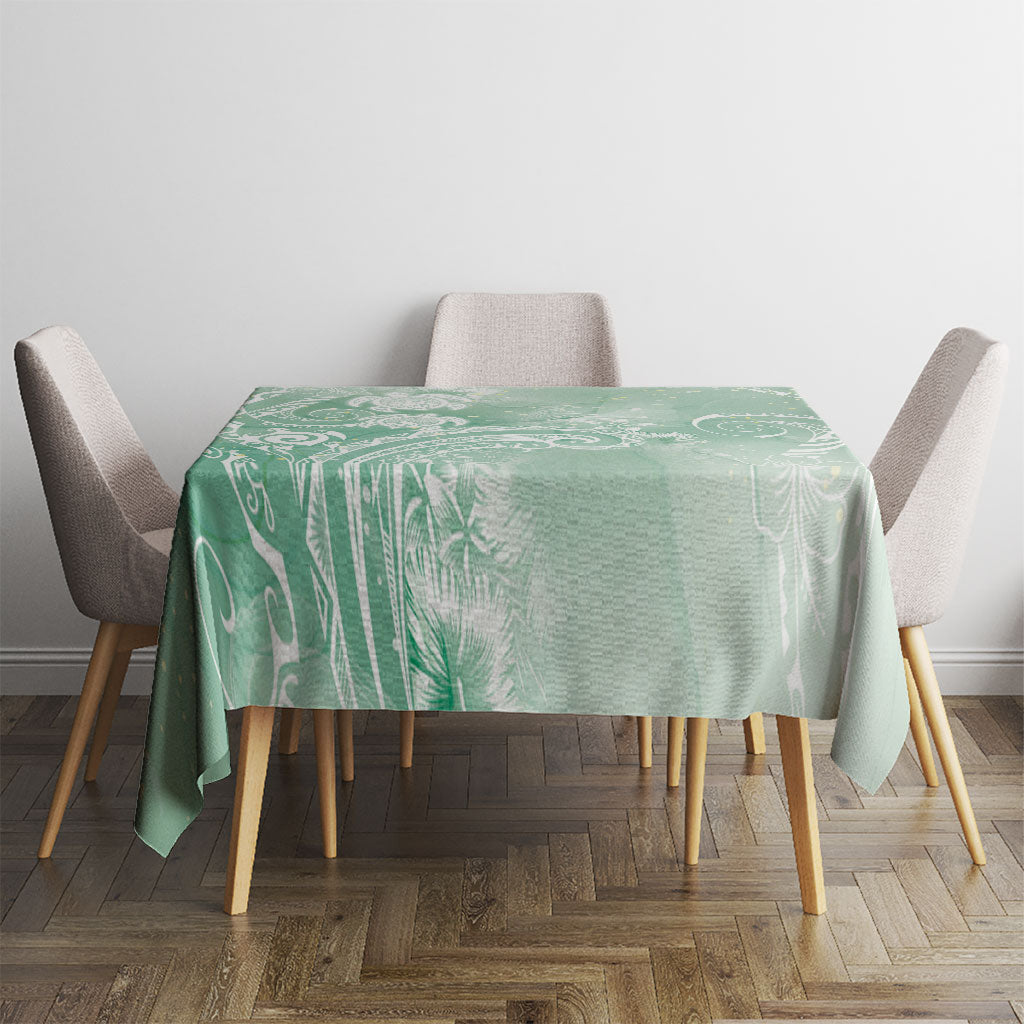 Aloha Hawaii Turtles Floral Tablecloth Seafoam Marbles Glaze