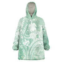 Aloha Hawaii Turtles Floral Wearable Blanket Hoodie Seafoam Marbles Glaze