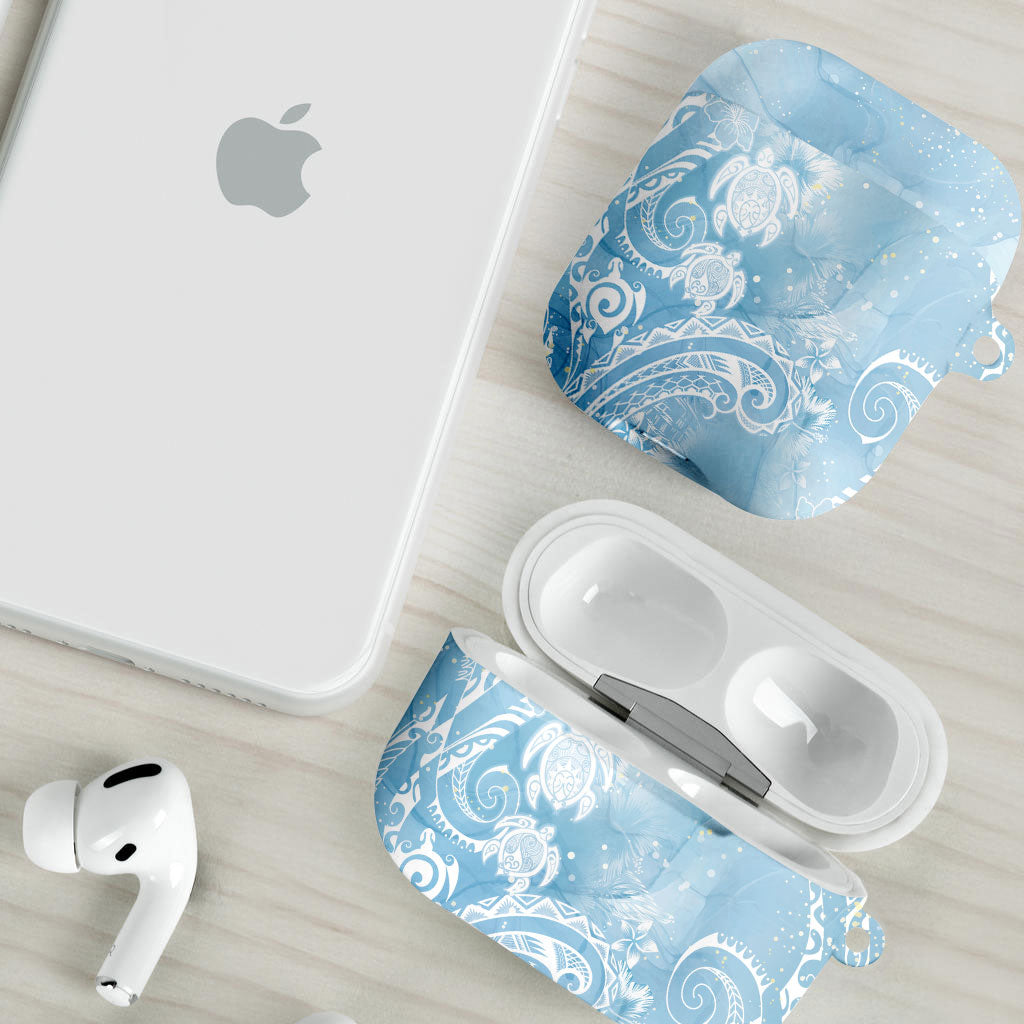 Aloha Hawaii Turtles Floral AirPods Case Aqua Marbles Glaze