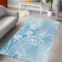 Aloha Hawaii Turtles Floral Area Rug Aqua Marbles Glaze