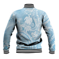 Aloha Hawaii Turtles Floral Baseball Jacket Aqua Marbles Glaze