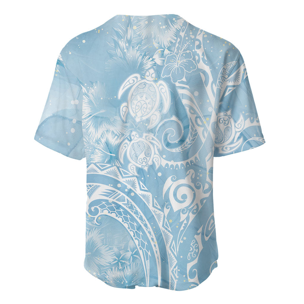 Aloha Hawaii Turtles Floral Baseball Jersey Aqua Marbles Glaze