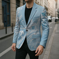 Aloha Hawaii Turtles Floral Blazer Aqua Marbles Glaze