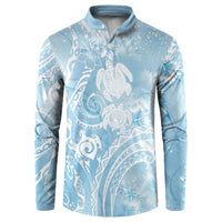 Aloha Hawaii Turtles Floral Button Sweatshirt Aqua Marbles Glaze