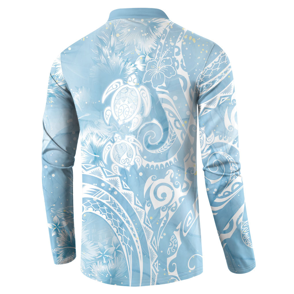 Aloha Hawaii Turtles Floral Button Sweatshirt Aqua Marbles Glaze