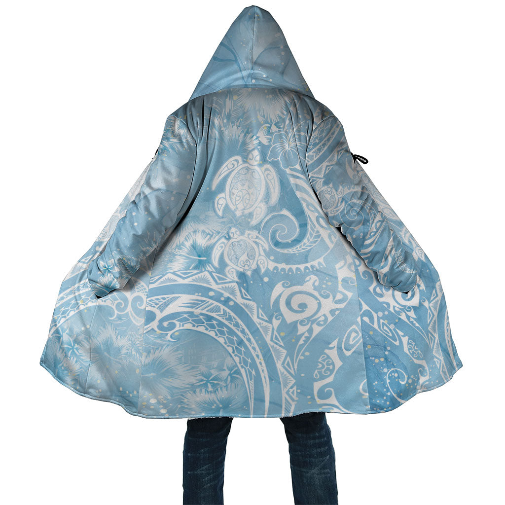 Aloha Hawaii Turtles Floral Cloak Aqua Marbles Glaze