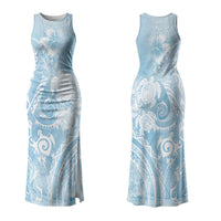 Aloha Hawaii Turtles Floral Couples Matching Tank Maxi Dress and Hawaiian Shirt Aqua Marbles Glaze LT7 - Polynesian Pride