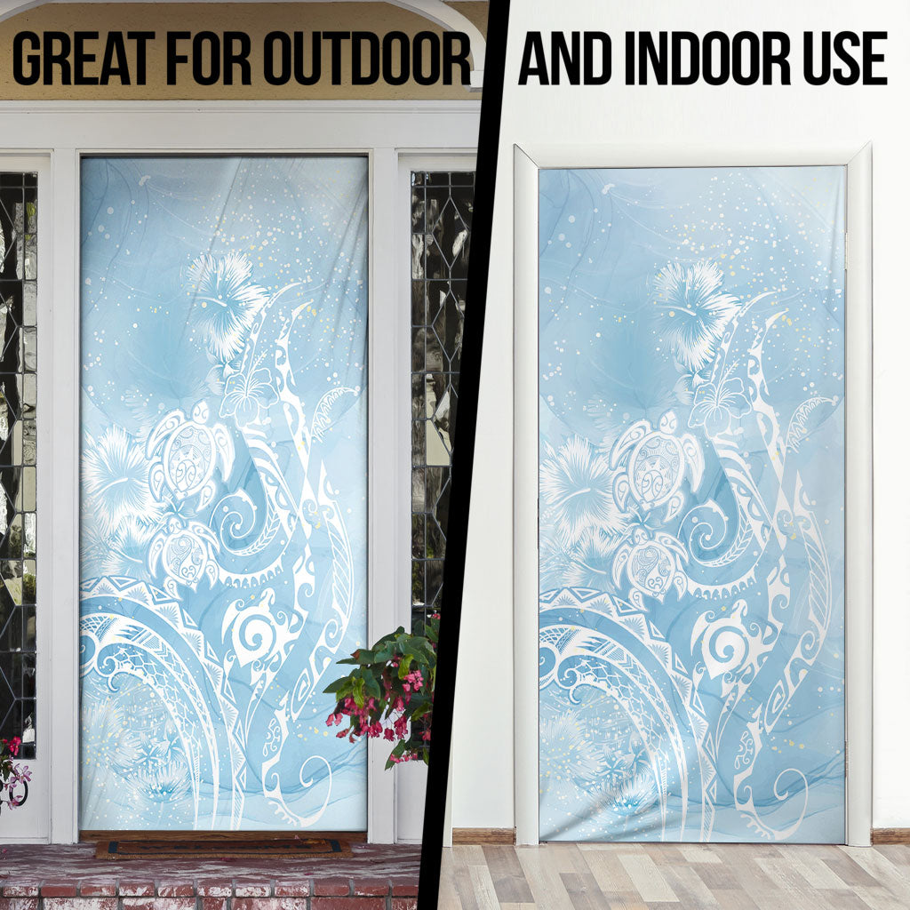 Aloha Hawaii Turtles Floral Door Cover Aqua Marbles Glaze