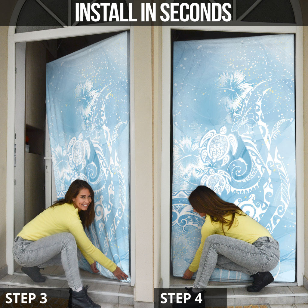 Aloha Hawaii Turtles Floral Door Cover Aqua Marbles Glaze