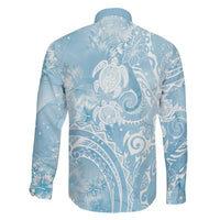 Aloha Hawaii Turtles Floral Family Matching Off The Shoulder Long Sleeve Dress and Hawaiian Shirt Aqua Marbles Glaze