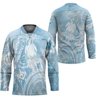 Aloha Hawaii Turtles Floral Hockey Jersey Aqua Marbles Glaze