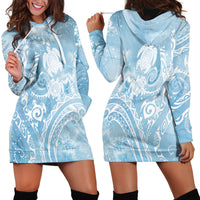 Aloha Hawaii Turtles Floral Hoodie Dress Aqua Marbles Glaze