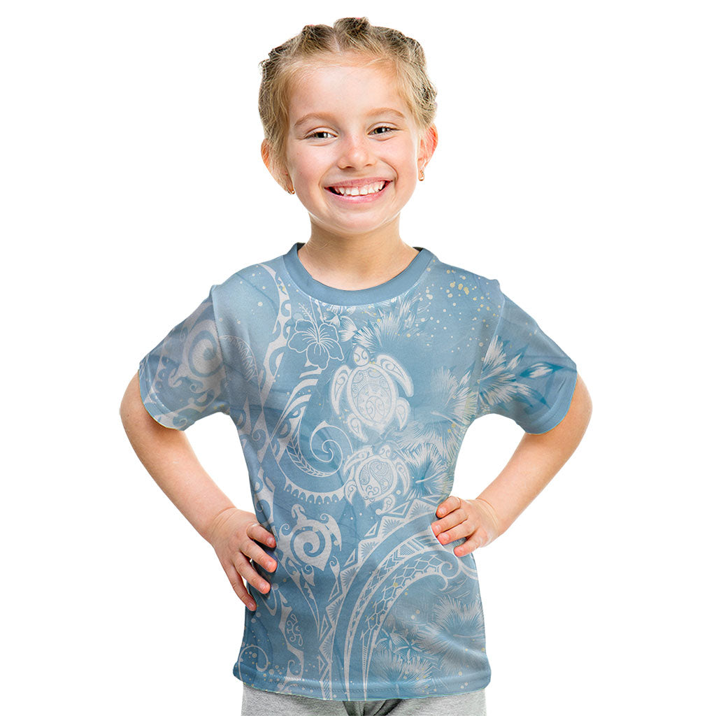 Aloha Hawaii Turtles Floral Kid T Shirt Aqua Marbles Glaze