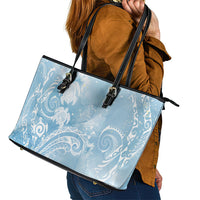 Aloha Hawaii Turtles Floral Leather Tote Bag Aqua Marbles Glaze