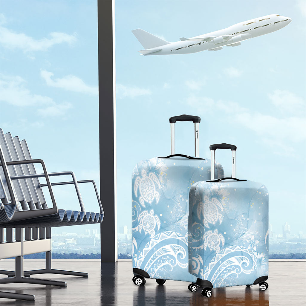 Aloha Hawaii Turtles Floral Luggage Cover Aqua Marbles Glaze