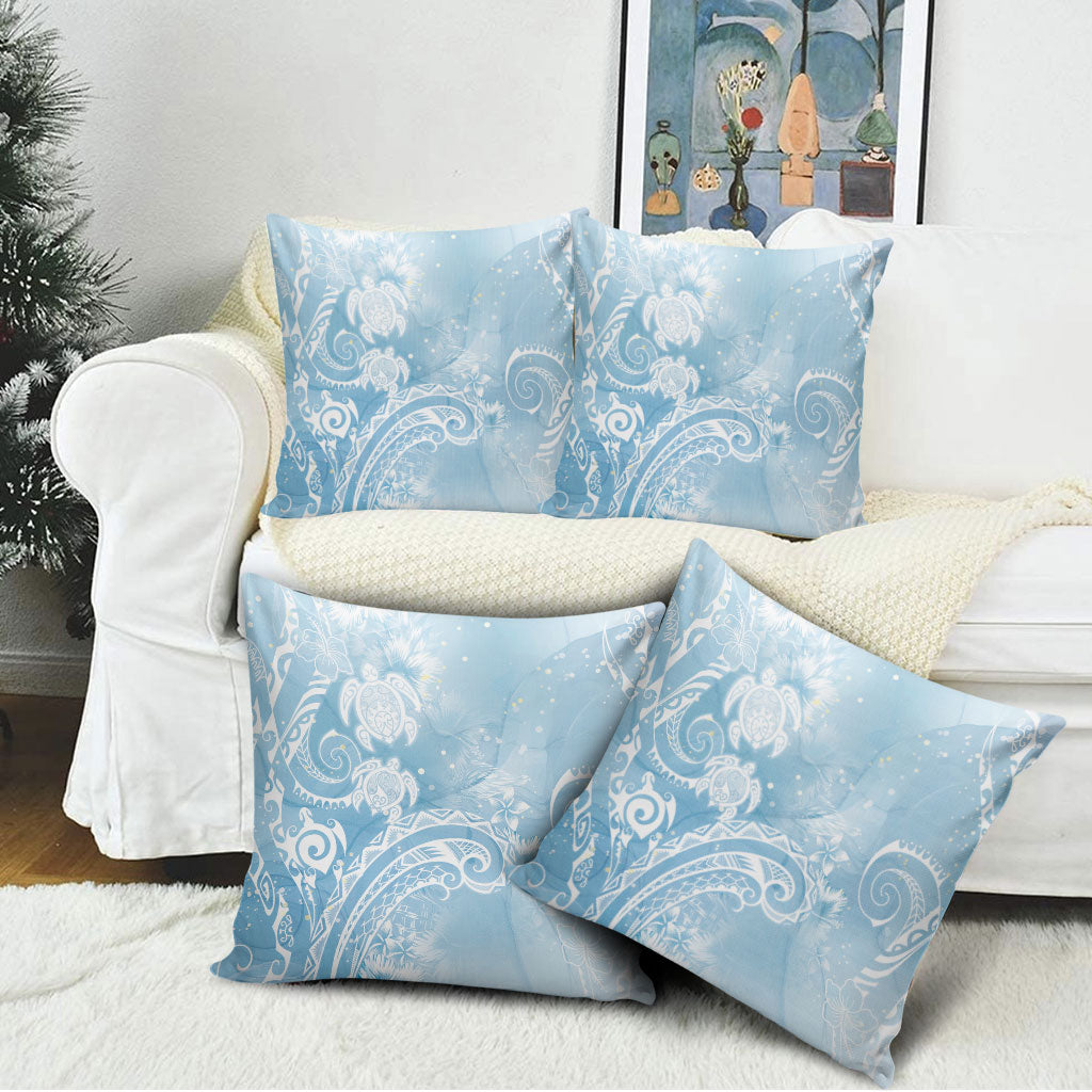 Aloha Hawaii Turtles Floral Pillow Cover Aqua Marbles Glaze