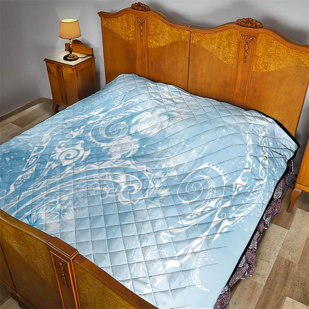 Aloha Hawaii Turtles Floral Quilt Aqua Marbles Glaze