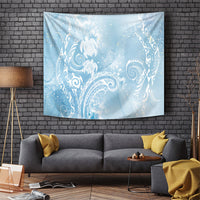 Aloha Hawaii Turtles Floral Tapestry Aqua Marbles Glaze