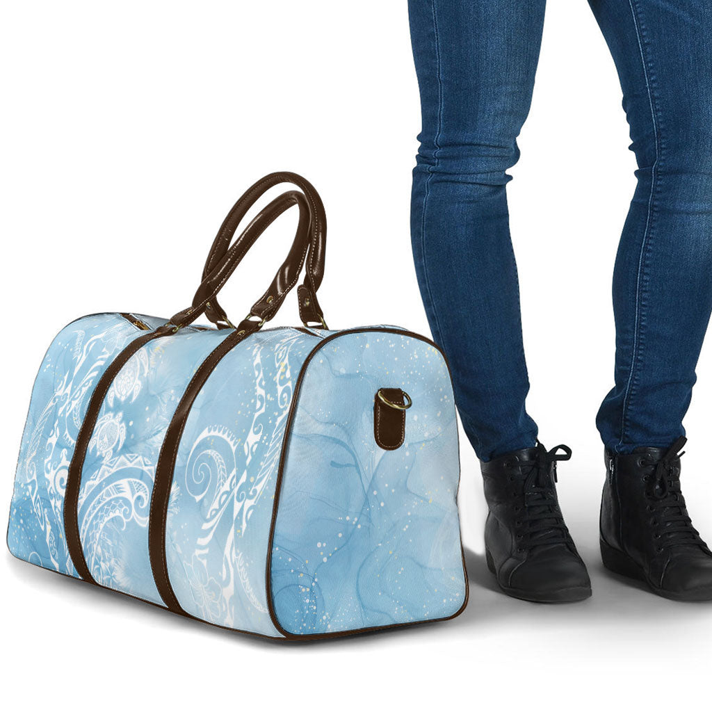 Aloha Hawaii Turtles Floral Travel Bag Aqua Marbles Glaze