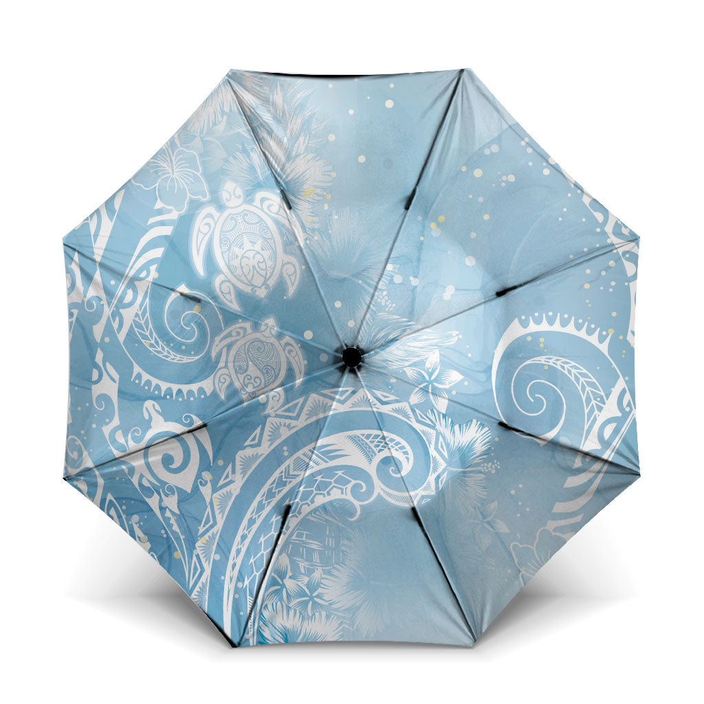 Aloha Hawaii Turtles Floral Umbrella Aqua Marbles Glaze