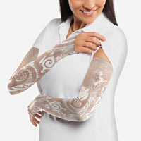 Aloha Hawaii Turtles Floral Arm Sleeves Taupe Marbles Glaze