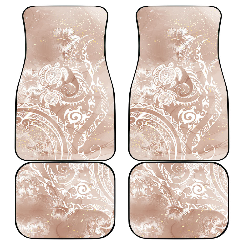 Aloha Hawaii Turtles Floral Car Mats Taupe Marbles Glaze