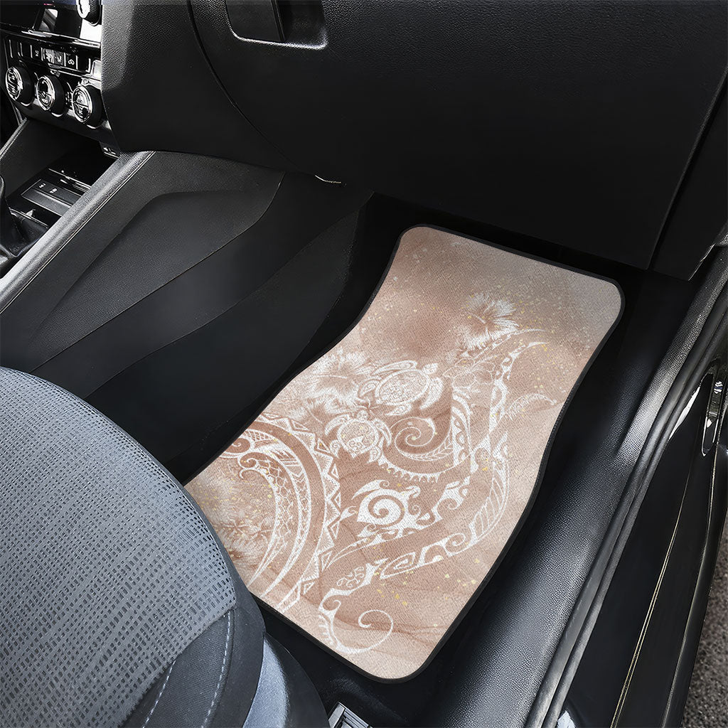 Aloha Hawaii Turtles Floral Car Mats Taupe Marbles Glaze