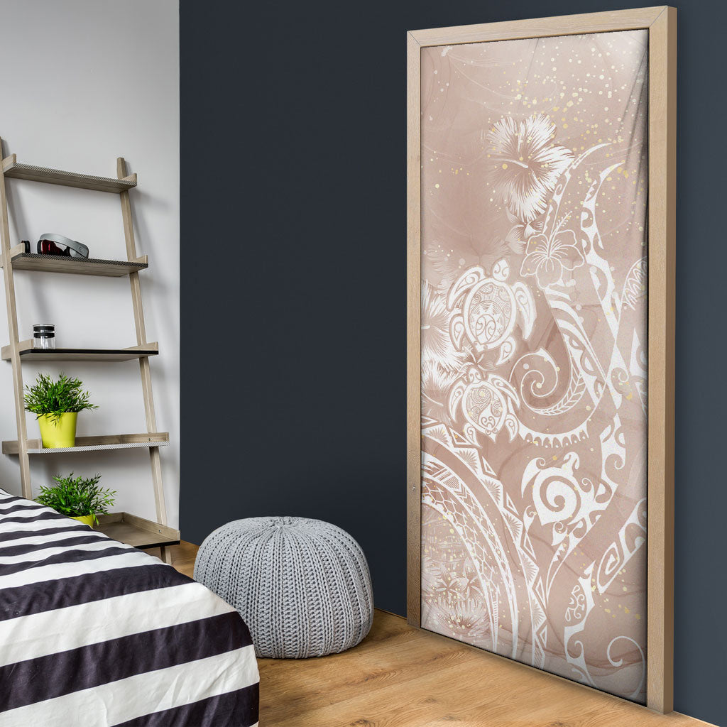 Aloha Hawaii Turtles Floral Door Cover Taupe Marbles Glaze