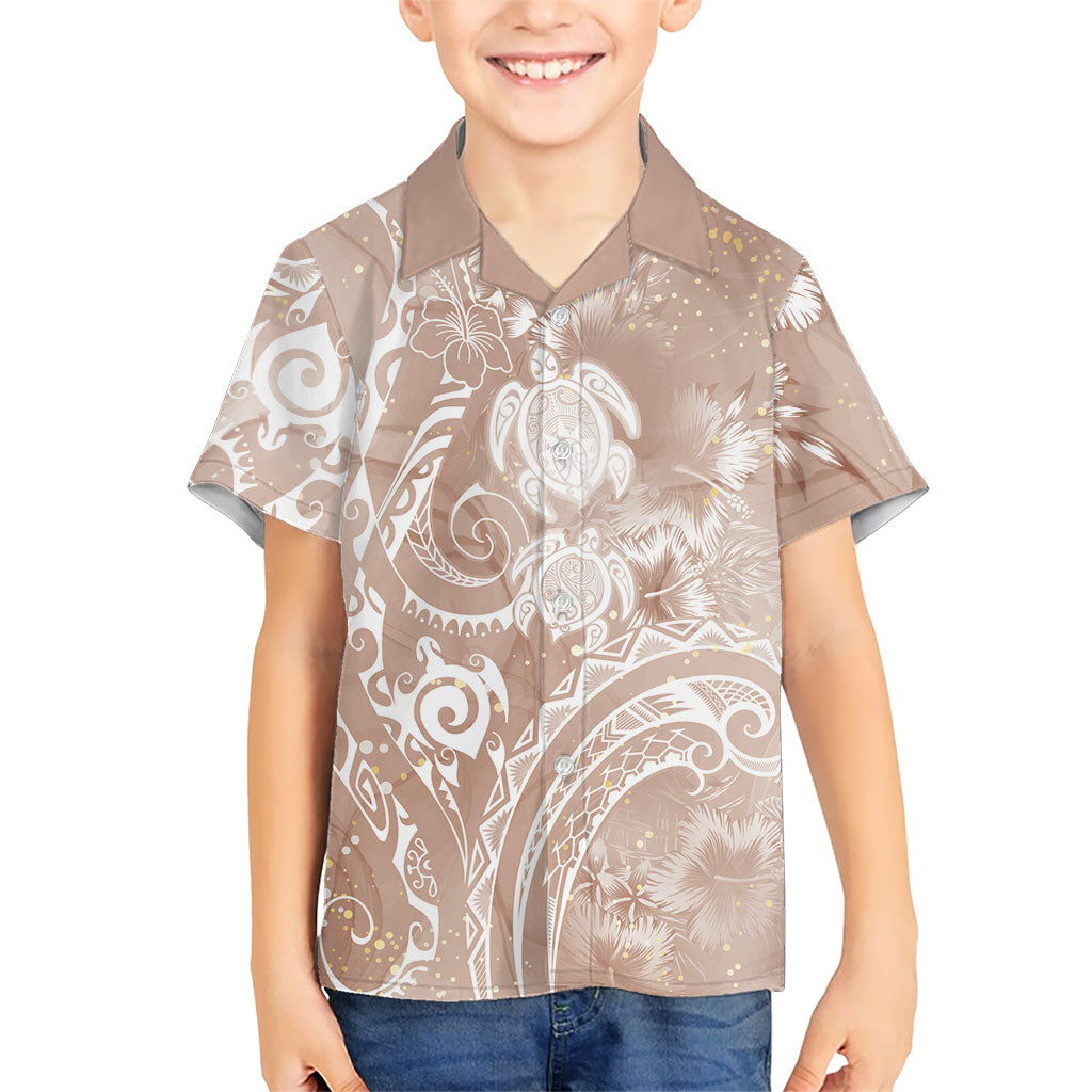 Aloha Hawaii Turtles Floral Family Matching Summer Maxi Dress and Hawaiian Shirt Taupe Marbles Glaze